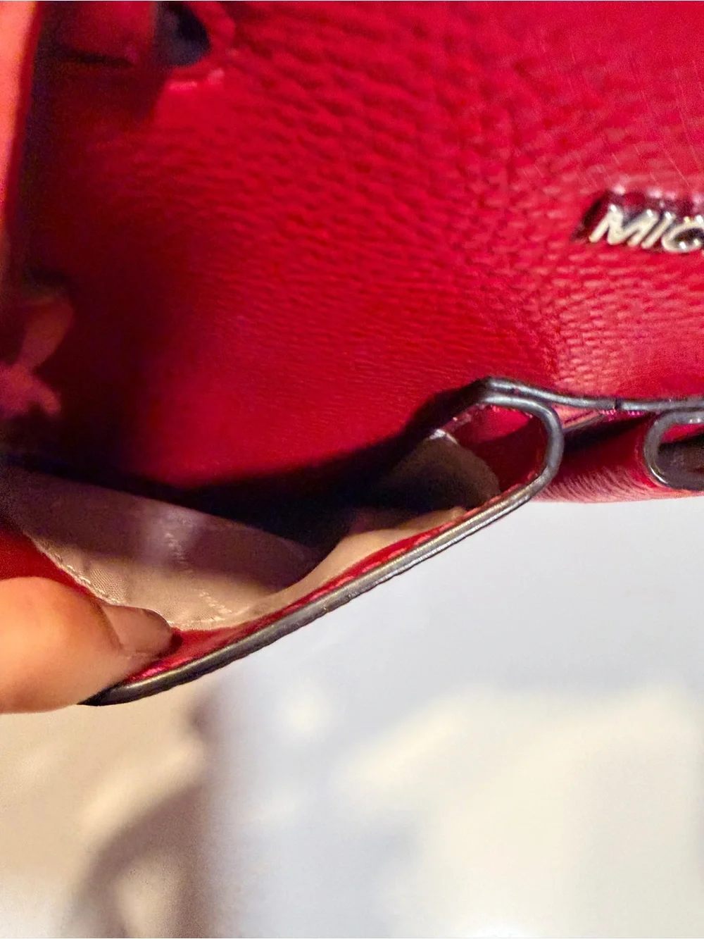 Michael Kors Raspberry Leather Large Tote Shoulder Bag Front Pockets
